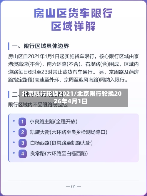 北京限行轮换2021/北京限行轮换2026年4月1日