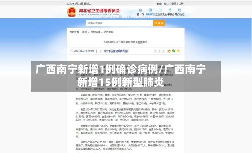 广西南宁新增1例确诊病例/广西南宁新增15例新型肺炎