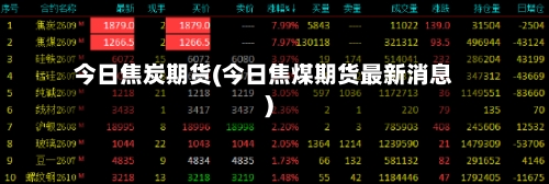 今日焦炭期货(今日焦煤期货最新消息)