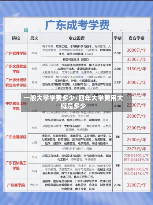 一般大学学费多少/四年大学费用大概是多少