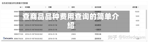 查商品品种费用查询的简单介绍