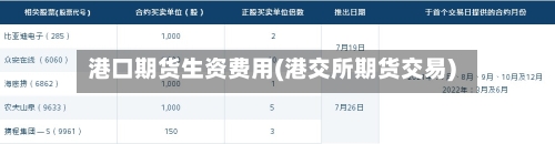 港口期货生资费用(港交所期货交易)