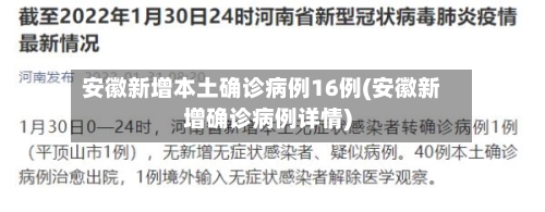 安徽新增本土确诊病例16例(安徽新增确诊病例详情)