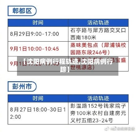 【沈阳病例行程轨迹,沈阳病例行踪】