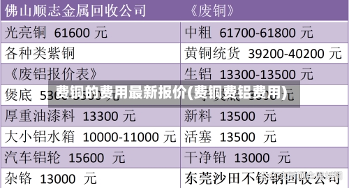 费铜的费用最新报价(费铜费铝费用)