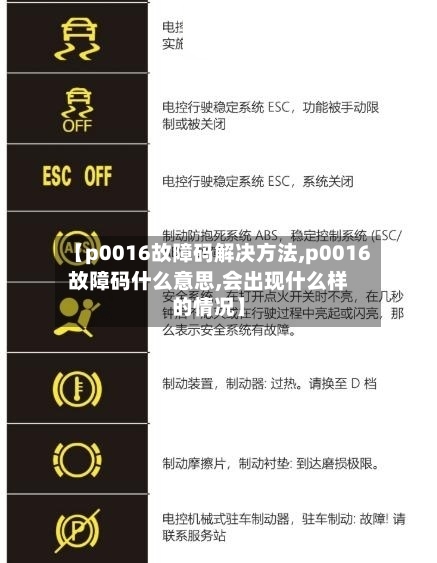 【p0016故障码解决方法,p0016故障码什么意思,会出现什么样的情况】