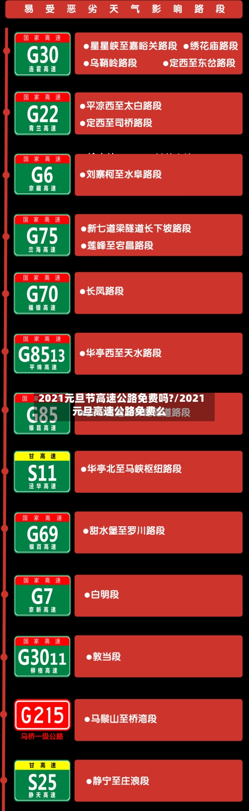 2021元旦节高速公路免费吗?/2021元旦高速公路免费么