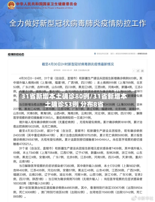31省新增本土确诊80例/31省新增本土确诊53例 分布8省-第2张图片