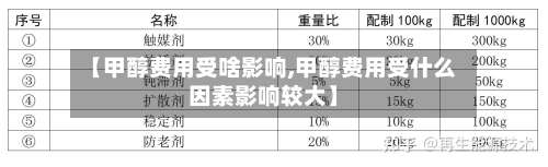 【甲醇费用受啥影响,甲醇费用受什么因素影响较大】