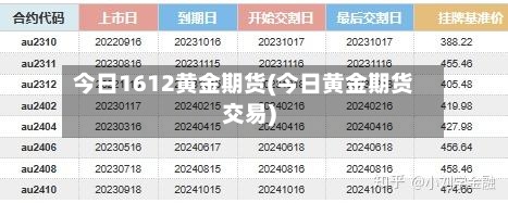 今日1612黄金期货(今日黄金期货交易)