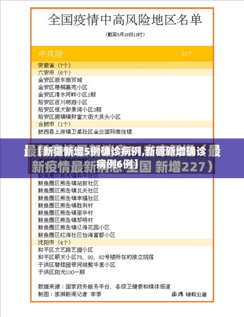 【新疆新增5例确诊病例,新疆新增确诊病例6例】