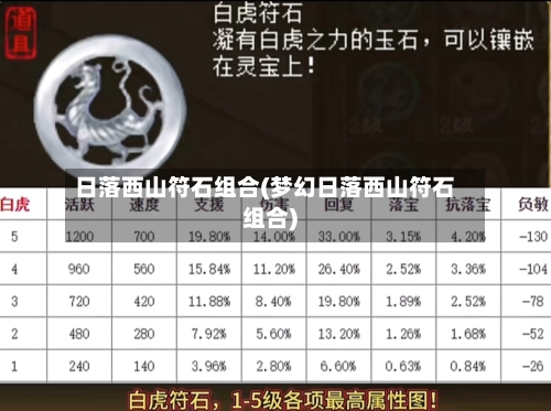 日落西山符石组合(梦幻日落西山符石组合)-第2张图片