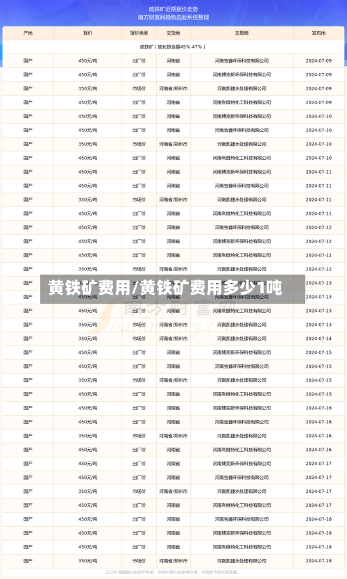 黄铁矿费用/黄铁矿费用多少1吨-第2张图片