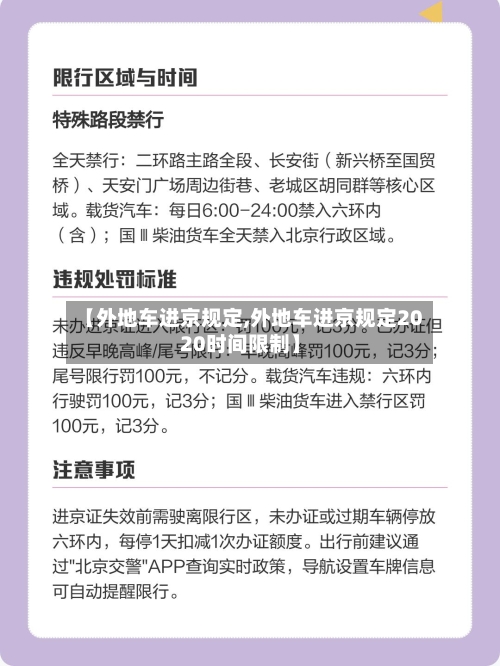 【外地车进京规定,外地车进京规定2020时间限制】