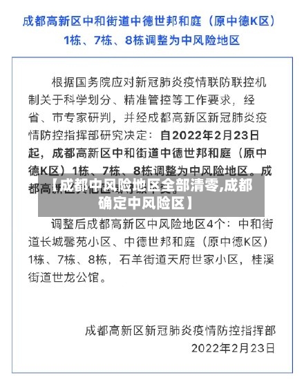 【成都中风险地区全部清零,成都确定中风险区】-第2张图片