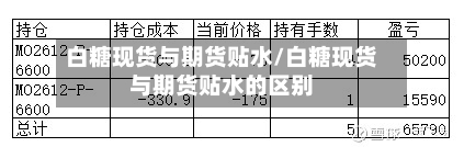 白糖现货与期货贴水/白糖现货与期货贴水的区别